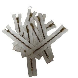 9 White 5” Metal Coil Closed End Zippers